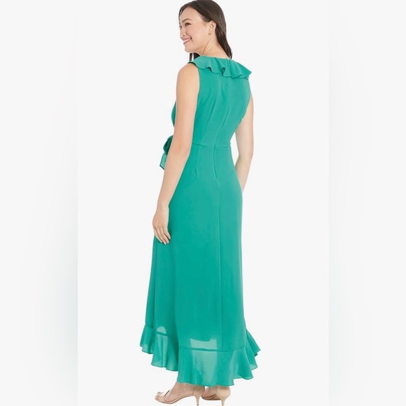 London Styles Women's Feminine Ruffle Hi-Low Faux Wrap Maxi Dress 6. New w tag - Picture 2 of 9